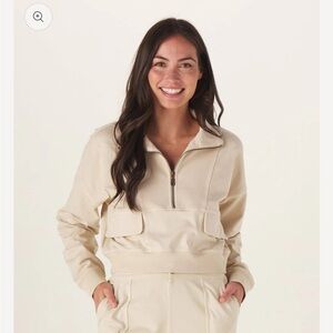 The Normal Brand Cropped Tentoma Utility Half Zip in Bone